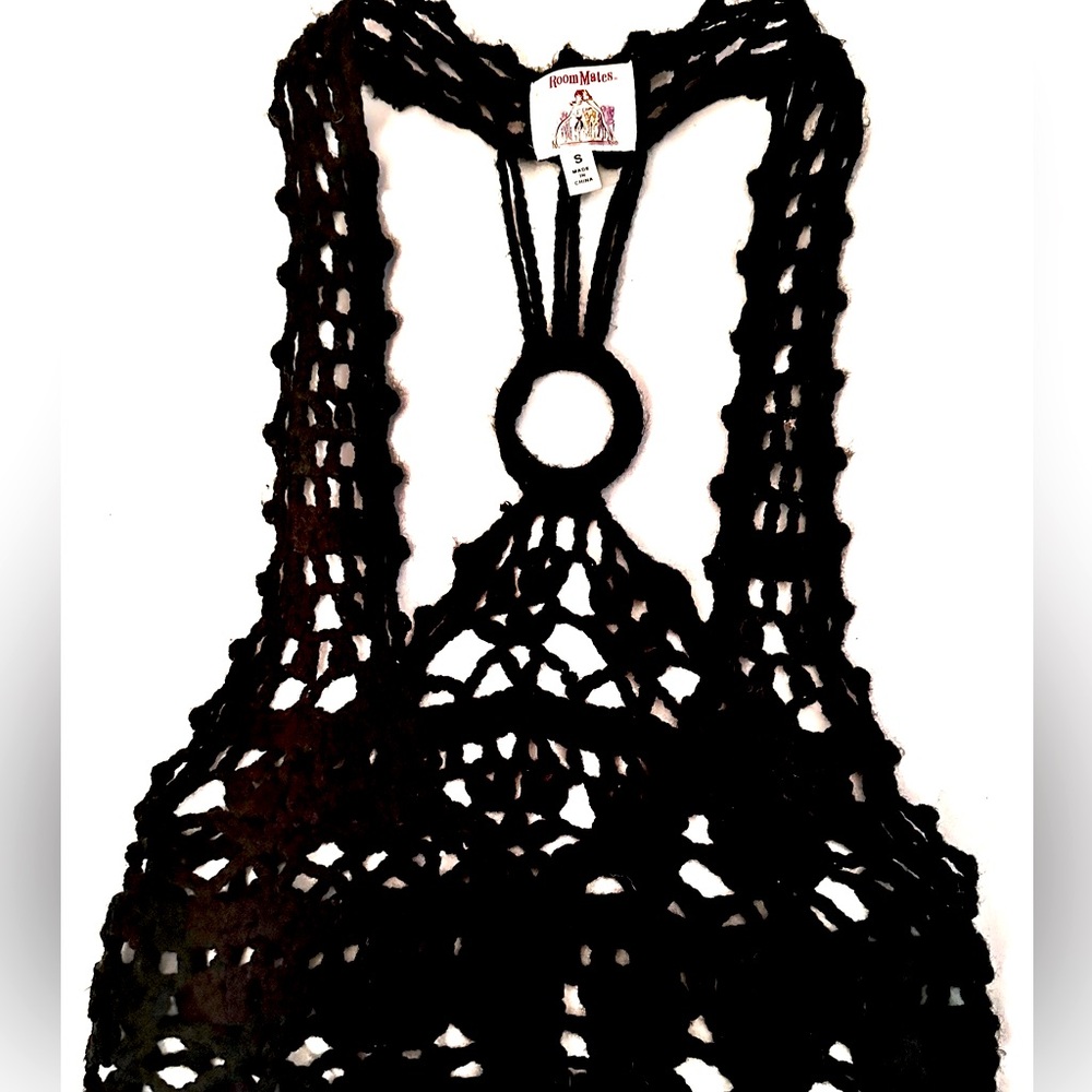 Black Crochet Halter Top